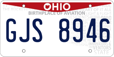 OH license plate GJS8946