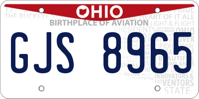 OH license plate GJS8965