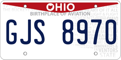 OH license plate GJS8970