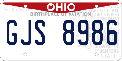 OH license plate GJS8986