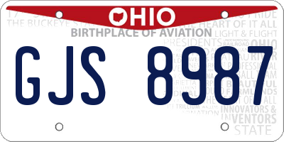 OH license plate GJS8987