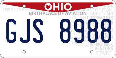 OH license plate GJS8988