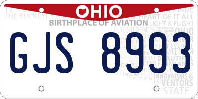 OH license plate GJS8993