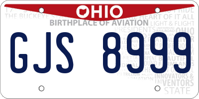 OH license plate GJS8999