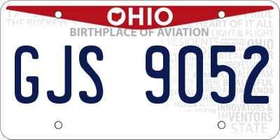 OH license plate GJS9052