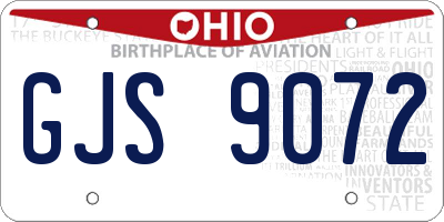 OH license plate GJS9072