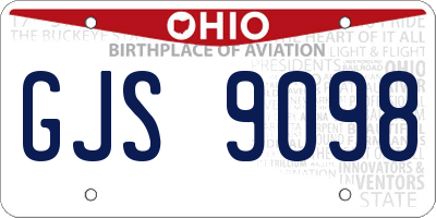 OH license plate GJS9098