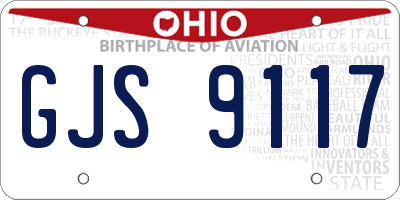 OH license plate GJS9117