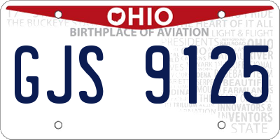 OH license plate GJS9125