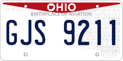 OH license plate GJS9211