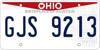 OH license plate GJS9213