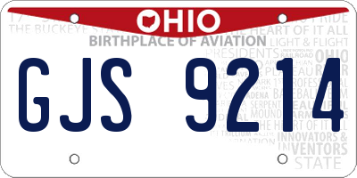 OH license plate GJS9214