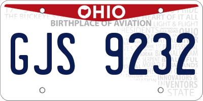 OH license plate GJS9232