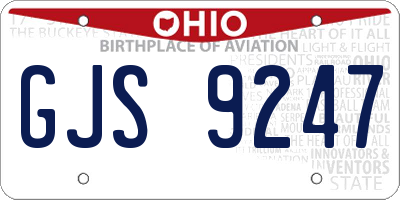 OH license plate GJS9247