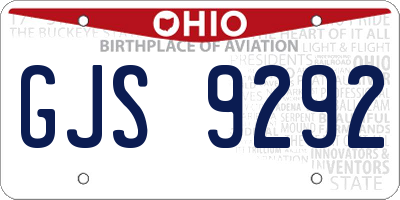 OH license plate GJS9292