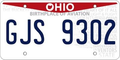 OH license plate GJS9302