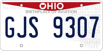 OH license plate GJS9307