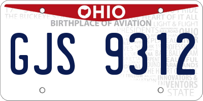 OH license plate GJS9312