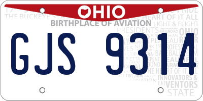 OH license plate GJS9314