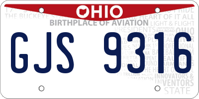 OH license plate GJS9316