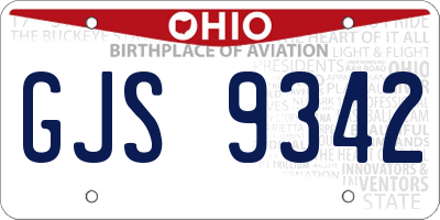 OH license plate GJS9342