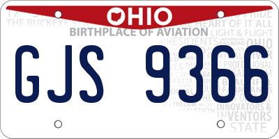 OH license plate GJS9366