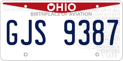 OH license plate GJS9387
