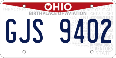 OH license plate GJS9402