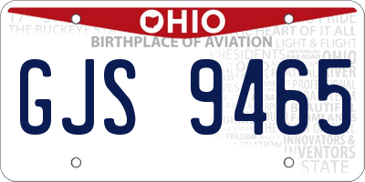 OH license plate GJS9465