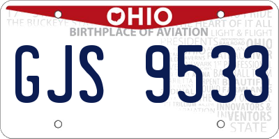 OH license plate GJS9533