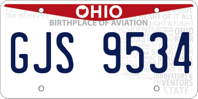 OH license plate GJS9534