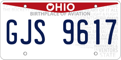 OH license plate GJS9617
