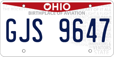 OH license plate GJS9647