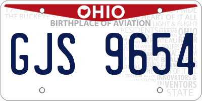 OH license plate GJS9654