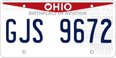 OH license plate GJS9672