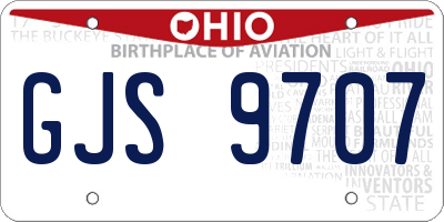 OH license plate GJS9707