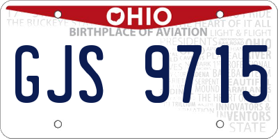 OH license plate GJS9715