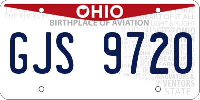OH license plate GJS9720