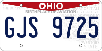 OH license plate GJS9725