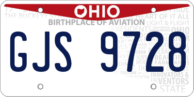 OH license plate GJS9728