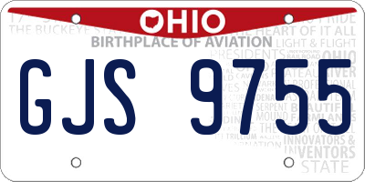 OH license plate GJS9755