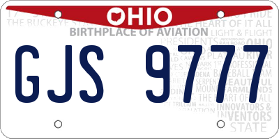 OH license plate GJS9777