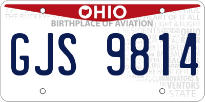 OH license plate GJS9814