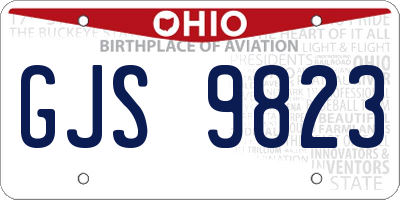 OH license plate GJS9823