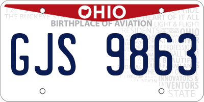 OH license plate GJS9863
