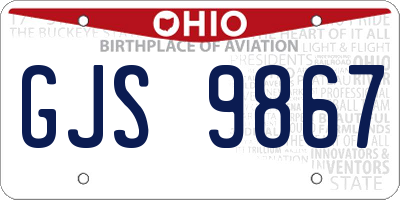 OH license plate GJS9867