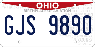 OH license plate GJS9890