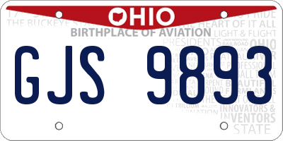 OH license plate GJS9893