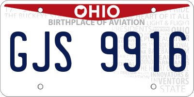 OH license plate GJS9916