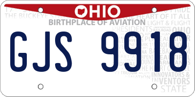 OH license plate GJS9918